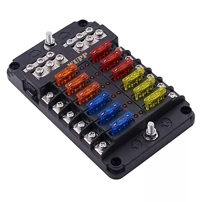 WUPP Boat Fuse Block Marine Fuse Panel With LED Warning Indicator Damp-Proof... • $27.91