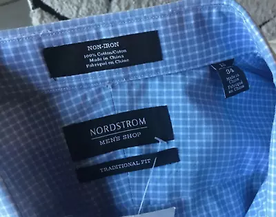 NWOT Nordstrom Traditional Fit Wrinkle Free Plaid Men's Shirt 18 NECK 34 SLEEVE • $11.75