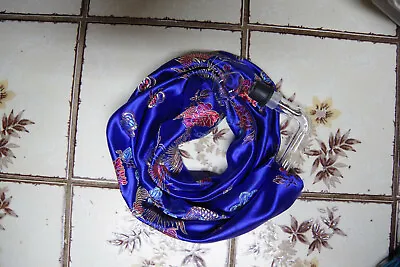 36  Blue Decorative Hemp Silk Glass Tip Hookah Hose Dragon & Phoenix Pattern 3ft • £15.19