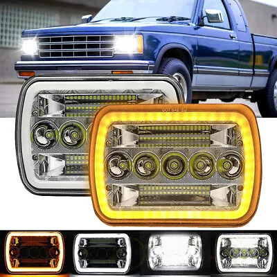 Pair 7x6'' 5x7'' LED Headlights Halo DRL For 1982-1993 Chevy S10 Blazer GMC S15 • $39.99