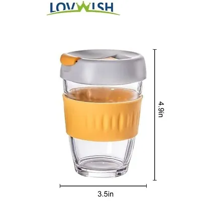LOVWISH Tumbler Glass Travel Coffee Mugs Glass With Anti-scalding 12oz • $9.99