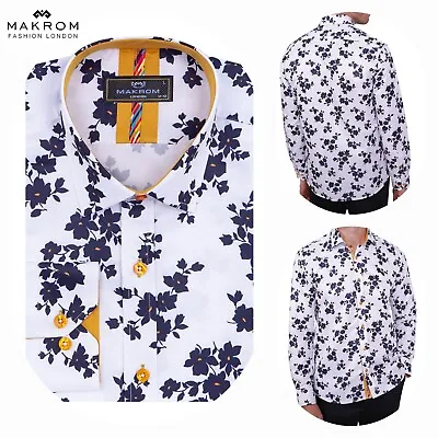 MAKROM  White Floral Print Men's Shirt • £49.99