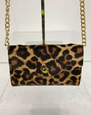 Michael Kors Brown Leopard Calf Hair Snap Multi Compartment Crossbody/Clutch • $15.50