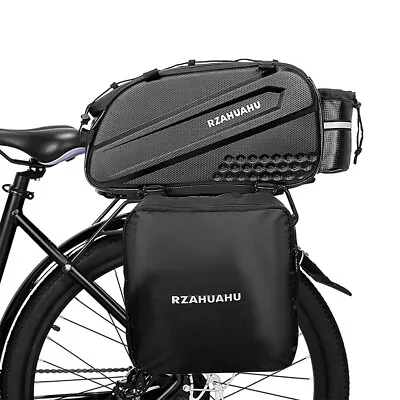 Bike Rear Rack Bag Bicycle 3 In 1 Expandable Luggage Trunk Bag 18L Pannier Cargo • $41.99