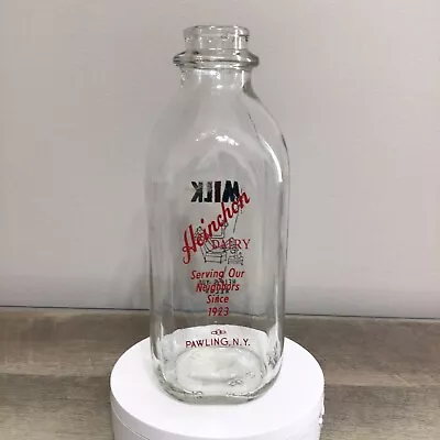 Vintage Heinchon Dairy PAWLING New York Glass Milk Bottle One Quart • $34.95