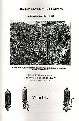 Lunkenheimer Company Brass Steam Whistles Book Manual Catalogue Oiler • $13.95