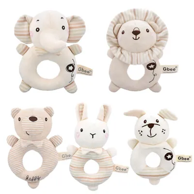 Plush Soft Rattles Toy Newborn Baby Shaker Toy Cartoon Stuffed Animal Handbells • £7.91