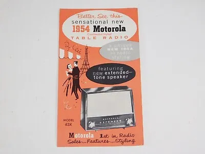 Vintage 1954 Motorola 63X Table Tube Radio Speaker Store Brochure Promo Retro Ad • $9