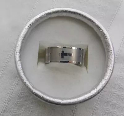 Stainless Steel Religious Cross Design Band Ring Size 9 #ST318 • $12.99