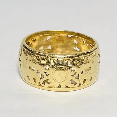 Ming's Honolulu 14K Yellow Gold Sun Dragons 10mm Size 8.75 Convex Band Ring 5.5g • $980