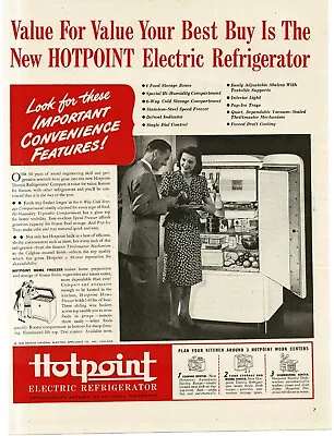 1945 Hotpoint Electric Refrigerator Vintage Print Ad • $8.95