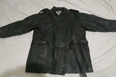 VTG Golden Goose Daniel Young Mens XL Polyester Fill Leather Jacket Black Belted • $119.99
