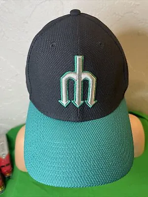 NICE Seattle Mariners New Era S/M Pitchfork M Hat Fitted Blue Teal Logo MLB Cap • $12.99