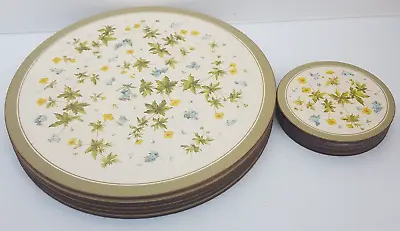 Place Mat & Coaster Set Vintage Pimpernel Cork Backed Rare Round Floral England • $48.99