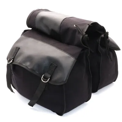 Bike Motorcycle Waterproof Saddle Bag Canvas+Leather Panniers Luggage Backpack • $38.99