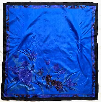 Fashion FLORAL Black Purple Green BLUE Hand Made Rolled Thai Silk Scarf Thailand • $12.80