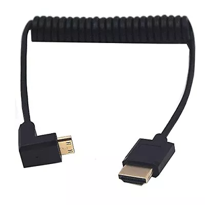 4ft HDMI 4K Coiled Cable 90 Degree Upward Angle Mini HDMI Male To HDMI Male ... • $26.72