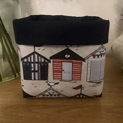 Handmade Medium Fabric Storage Baskets Beach Hut FabricNautical  Themed. • £10