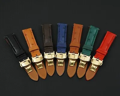 Genuine Ostrich Watch Band Padded Soft Leather Watch Strap Quick Release Classic • £20.40