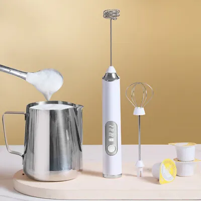 Electric Handheld Whisk Coffee Milk Frother Mixer Egg Beater USB Rechargeable • £8.95