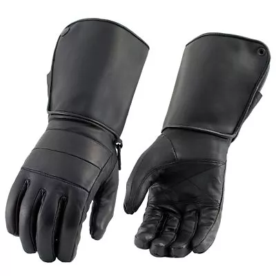 Milwaukee Leather SH262 Men's Black Leather ‘Long Cuff’ Gauntlet Gloves With • $19.95