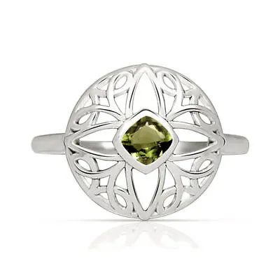 Faceted Moldavite 925 Sterling Silver Ring Jewelry LJCCR516 (9) • $28.99