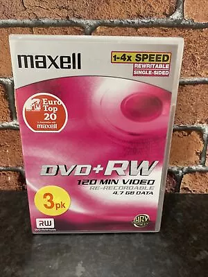 Maxell DVD+RW 4.7GB 120 Min Video Re-Recordable High Performance 3 Pack Discs. • £6.99