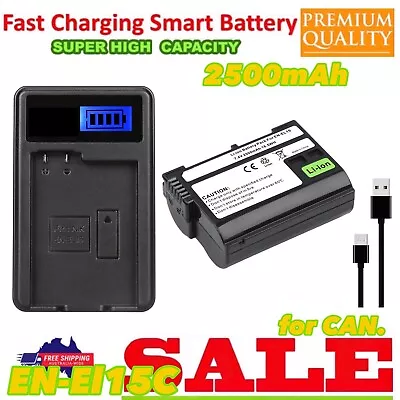 2500mAh EN-EL15C EN-EL15 Battery + Usb SLIM Charger For Nikon D500D600D610 • $48.77