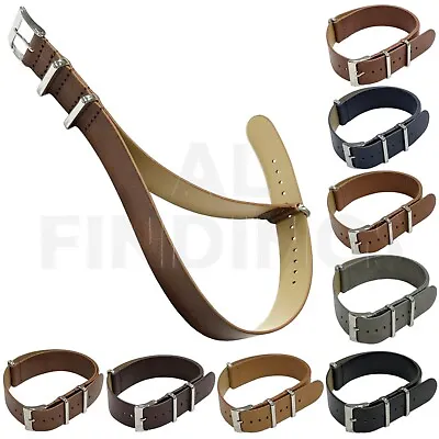 Military Watch Strap Band Genuine Leather MoD SS. Buckle 18 20 22 MM • $10.41