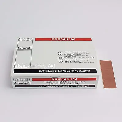 Premium Elastic Fabric First Aid Sticking Plasters (100) 7.5cm X 2.0cm  Oblong • £7.99