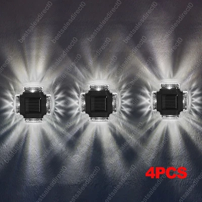 £10.90 • Buy 4x SUPER BRIGHT SOLAR POWERED DOOR FENCE WALL LIGHTS LED OUTDOOR GARDEN LAMP