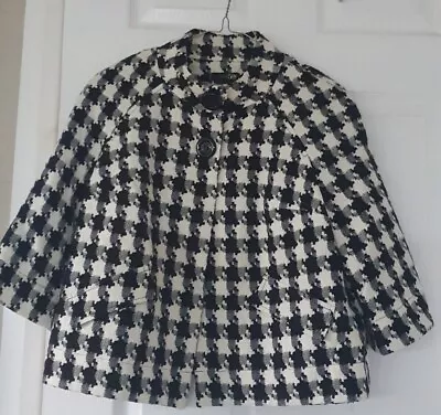 5th Avenue Houndstooth Black And White Cropped Jacket UK Size 12/M £445 • $124.34