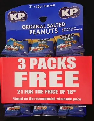 KP Nuts Salted Peanuts 21 X 50g Pub Card FRESH STOCK • £18