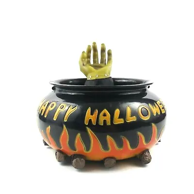 Gemmy Halloween Candy Bowl Frankenstein' Monster Hand Moves Cauldron Flames Fire • $29.99