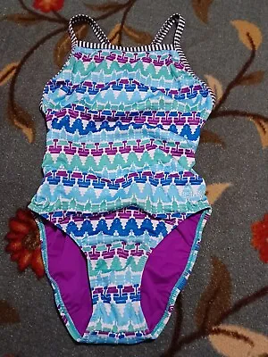 $25.99 • Buy Dolfin Uglies Womens Swimsuit One Piece 34 Swimwear Purple Blue Green 