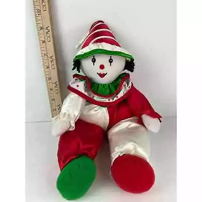 Dakin 1991 Mime Clown Satin Musical Plush 9” Red White Green Doll • $29.75