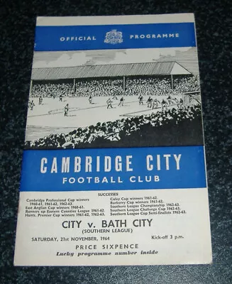 Cambridge City V Bath City 1964/65 • £1.50