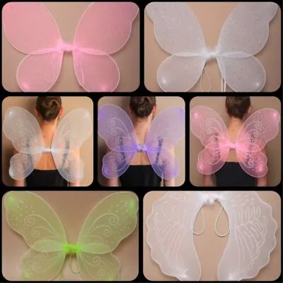 Large Adult Net Fairy Wings With Silver Glitter Fancy Dress Up Pink White Black  • £6.99