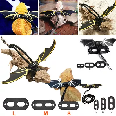 Lizard Harness Leash Reptile Dragon+Cool Leather Wings Adjustable Bearded • $5.11