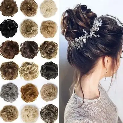 £3.49 • Buy Curly Messy Hair Bun Piece Updo Scrunchie Fake Natural Bobble Hair Extensions UK