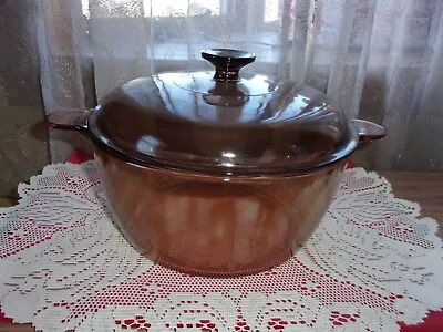 Corning Visions Amber 4.5L (near 5 Qt) Dutch Oven Stock Pot W Lid 1980s EUC • $46.99