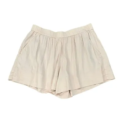 Vince Culotte Shorts Women M Medium Light Pink Stretch Linen Blend Pull On Pleat • $23.75