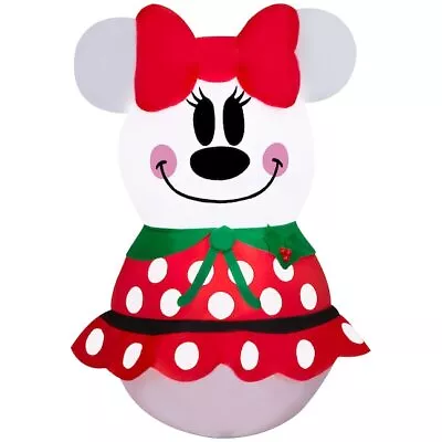 Gemmy Disney 3.5 Ft LED Minnie Mouse Snowman Holiday Dress Airblown Inflatable • $39.99