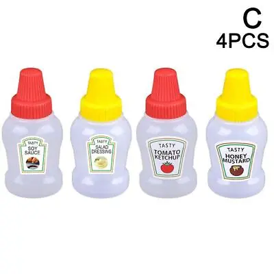 Mini Tomato Ketchup Bottles 2/4Pcs Portable Sauce Salad Dressing Squeeze Bottles • £1.78