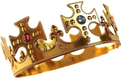 Royal King Queen GOLD CROWN Mens Ladies Adults Kids Fancy Dress Costume Toy UK • £9.28