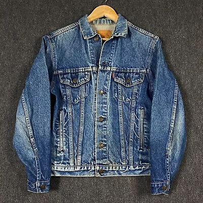 Levi's Blue Trucker Denim Jacket Size 36 Cotton 80s France Vintage Unisex • $54.51