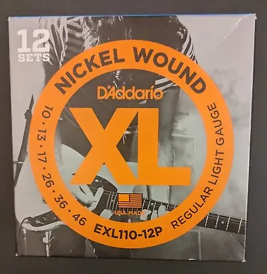 D'Addario EXL110-12P Nickel Wound Light Electric Guitar String (12-Pack) • $45