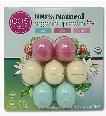 Eos USDA 100% Natural Organic Lip Balm 7 Spheres Strawberry Vanilla Mint NEW • $25.95