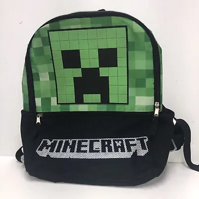 Minecraft Creeper 17  School BookBag Backpack Pockets Foam Rubber Creeper Padded • $8.88