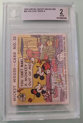 1935 Mickey Mouse Gum Card #35 You Can't Make A Monkey BGS 2 • $14.99